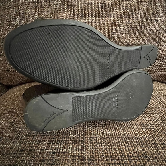 Prada Crosscross Wedge Sandals, Slide, Patent Black Nero, Size 37 - Picture 4 of 10